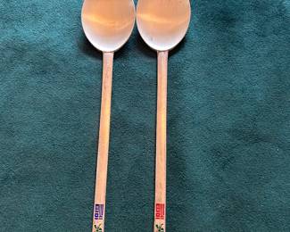 Korean solid silver spoons. 70% silver