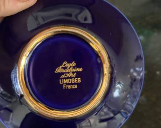 Legal Porcelaine D’Art Limoges blue & gold coffee set  & spoons 