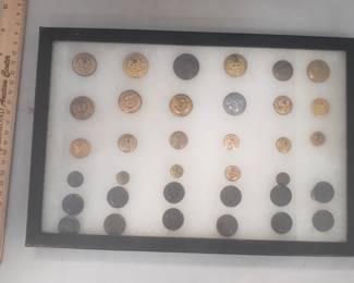 Display Lot Buttons Militaria etc