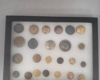 Display Lot Buttons Militaria etc