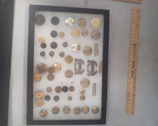 Display Lot Buttons Militaria etc
