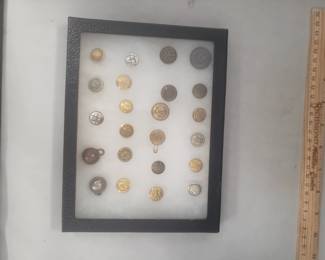 Display Lot Buttons Militaria etc