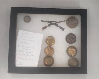 Display Lot Buttons Militaria etc