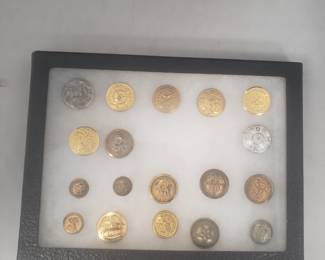 Display Lot Buttons Militaria etc