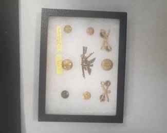 Display Lot Buttons Militaria etc