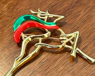 Vintage Reindeer Holiday Brooch 