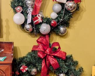 Double Hanging Handmade Christmas Wreaths 