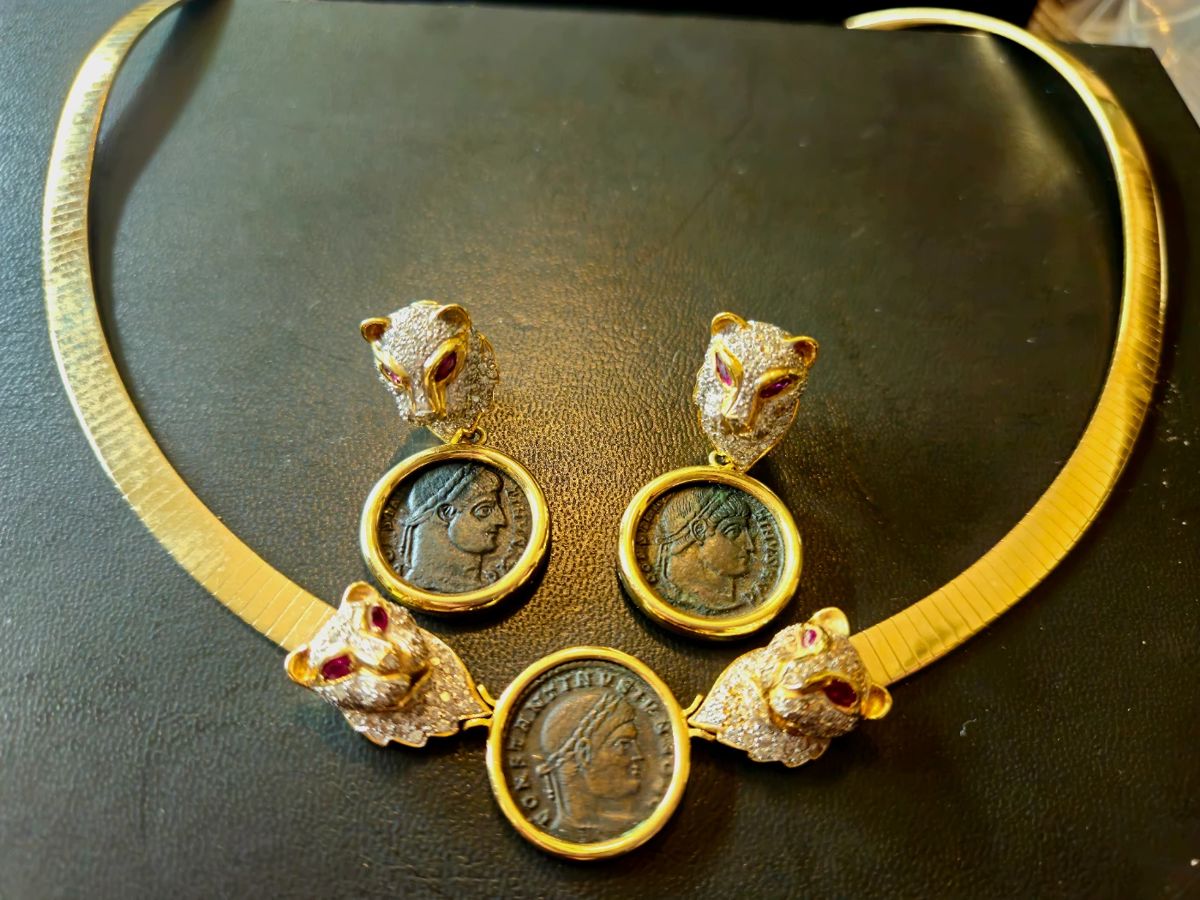 14k, diamond, ancient coins custom design