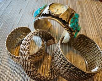Sterling woven cuff bracelets