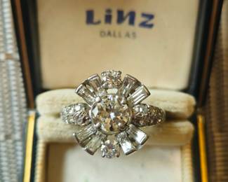 1.3 cts, white gold dinner ring in original box.