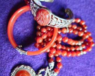 Carnelian. Photo is red but the pieces are not.