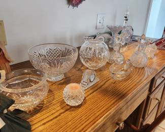 Assorted Crystal, Waterford, and antique cut glass crystal 