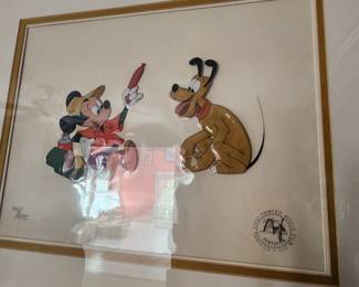 Many signed hand painted cellophane from cartoons. Warner Brothers and Disney