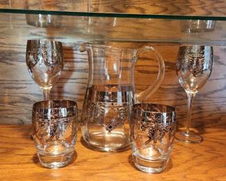 Silver over crystal ornate set