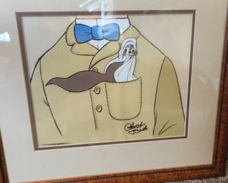 Many signed hand painted cellophane from cartoons. Warner Brothers and Disney