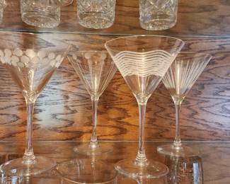 Etched martini glasses