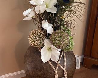 Floor Vase/Urn with Floral Arrangement