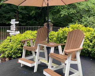 Outdoor Chairs and Small Table with Umbrella