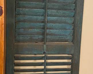 Pair of Primitive Green Shutters
