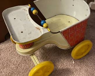 Vintage Tin Litho Child's Stroller 