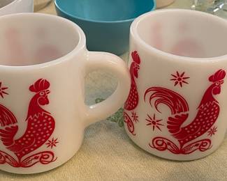 Anchor Hocking Rooster Mugs 