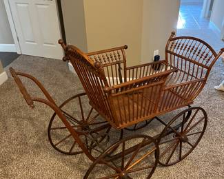 Mid to late 1800s antique baby stroller