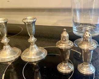 sterling silver candlesticks / salt & pepper shakers