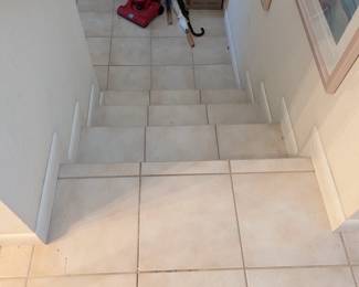 There are stairs throughout the house.  They are steep . We ask if you hold the rail going up and down these stairs.  See all pictures.