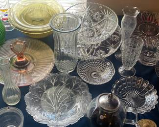 many glass and crystal pieces
