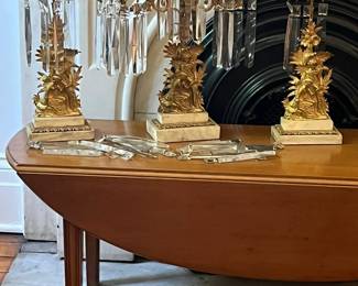 Kittinger Drop Leaf Coffee Table and a fantastic antique three piece Candleholder /  Garniture Set