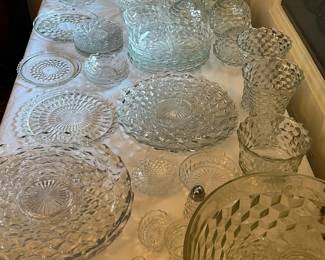 a huge assortment of Fostoria American glassware
