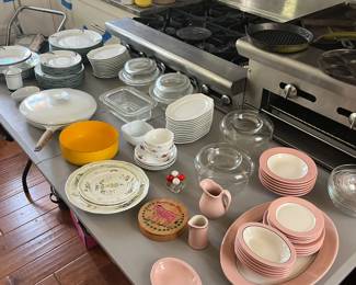 mid century Dansk china and Buffalo China rouge ware