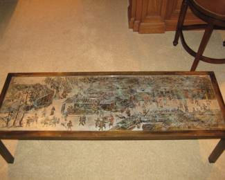 Philip and Kelvin LaVerne Acid Etched and Bronze Coffee Table