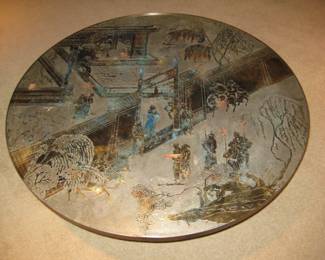 Philip and Kelvin LaVerne Acid Etched and Bronze Coffee Table
