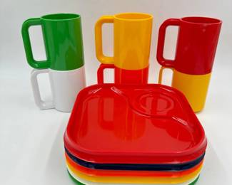 1970s Ingrid of Chicago Square Plates & Mugs +	