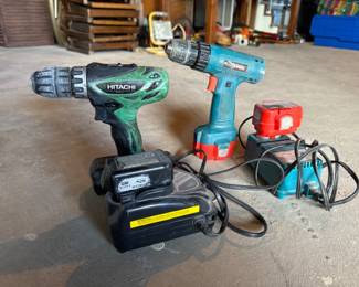 Cordless Driver Drills w/Batteries - Hitachi DS 10DFL & Makita 6222D	