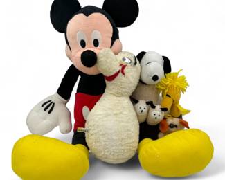 Vintage Stuffed Toys - Mickey, Snoopy & Woodstock, Nordy +	