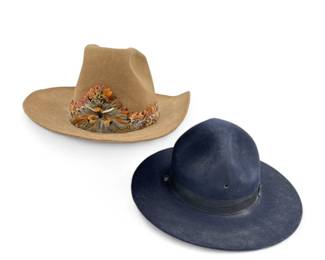 Vintage Eddy Bros CA Durofelt Cowboy Hat & Blue Trooper Hat	
