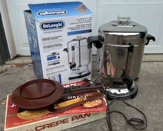 Coffee & Crepes - DeLonghi 20-50 Cup Coffee Urn + Crepe Pan	