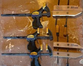 (3) 19" Quick Grip Bar Clamps + Craftsman Wood Clamps +	