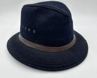 Genuine Filson Garment Classic Fedora Hat - Navy Blue Virgin Wool	