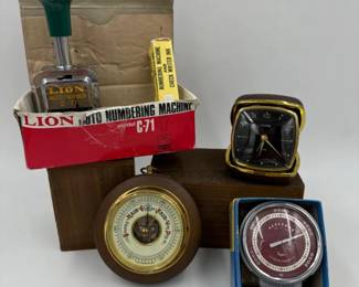 Vintage Taylor Altimeter, Florn Travel Clock, Nautical Barometer +	