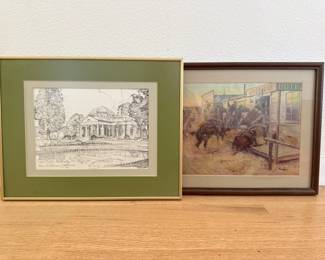 Framed Litho-sketch of Monticello & In Without Knocking Art Print	