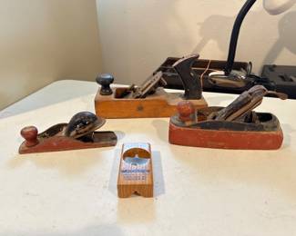 Trio of Vintage Wood Planers + Woodtape Chamfer Plane	