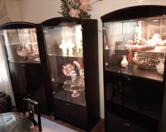 Black lacquered display cabinets