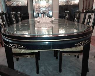 Mother of pearl inlaid dining set
