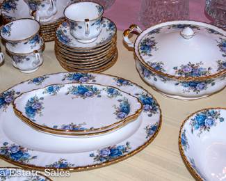 Huge Set (over 70 pieces) of Royal Albert "Moonlight Rose" dinnerware