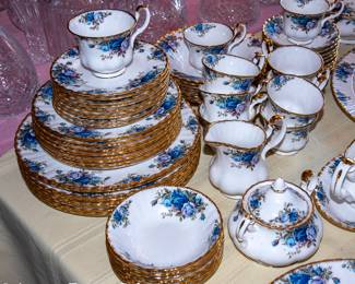 Huge Set (over 70 pieces) of Royal Albert "Moonlight Rose" dinnerware