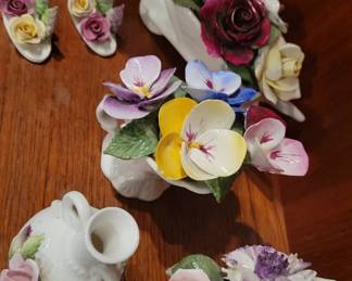 Glassware, glass flowers on stem and more