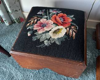 Vintage needlepoint ottoman